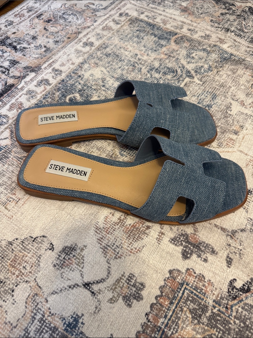 Women’s Steve Madden Hayden Sandals slides Denim 8 Brand New - Picture 4 of 5